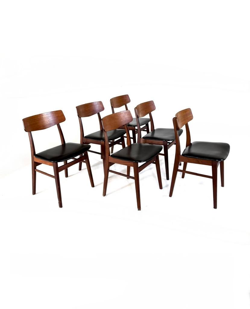 6x vintage Deense eetkamerstoelen, Farstrup Møbler ‘60, Huis en Inrichting, Stoelen, Hout, Ophalen of Verzenden, Zo goed als nieuw