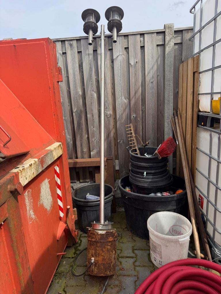 Lantaarnpaal met twee lampen, Tuin en Terras, Buitenverlichting, Ophalen, Gebruikt, Staande lamp, Netvoeding