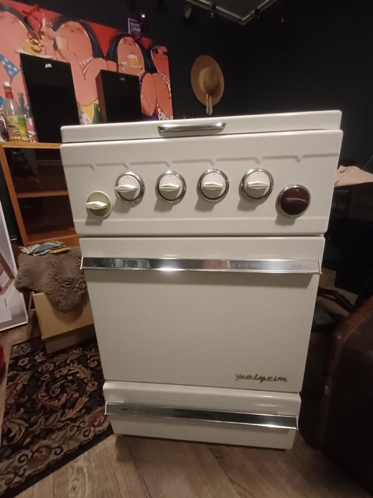 Vintage Pelgrim Gasfornuis met Oven - Wit, Goede Staat, Gebruikt, 60 cm of meer, Gas, Vrijstaand
