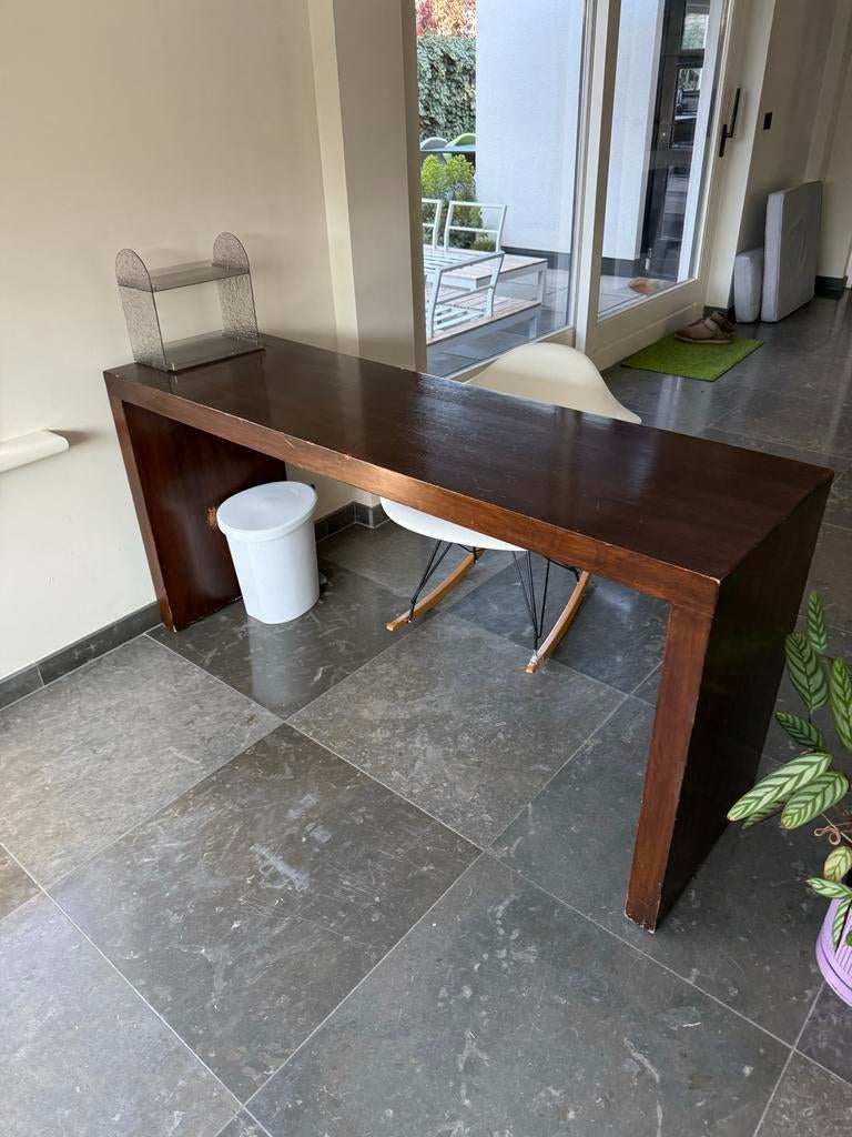 Donkerbruin bureau gebruikt, Huis en Inrichting, Bureaus, Ophalen, Overige typen, Gebruikt, Hout