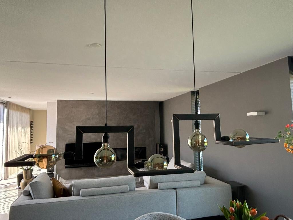 eettafel hanglamp, Huis en Inrichting, Lampen | Hanglampen, Ophalen, Zo goed als nieuw, Industriele hanglamp met 5 sfeervolle Led lampen incl.