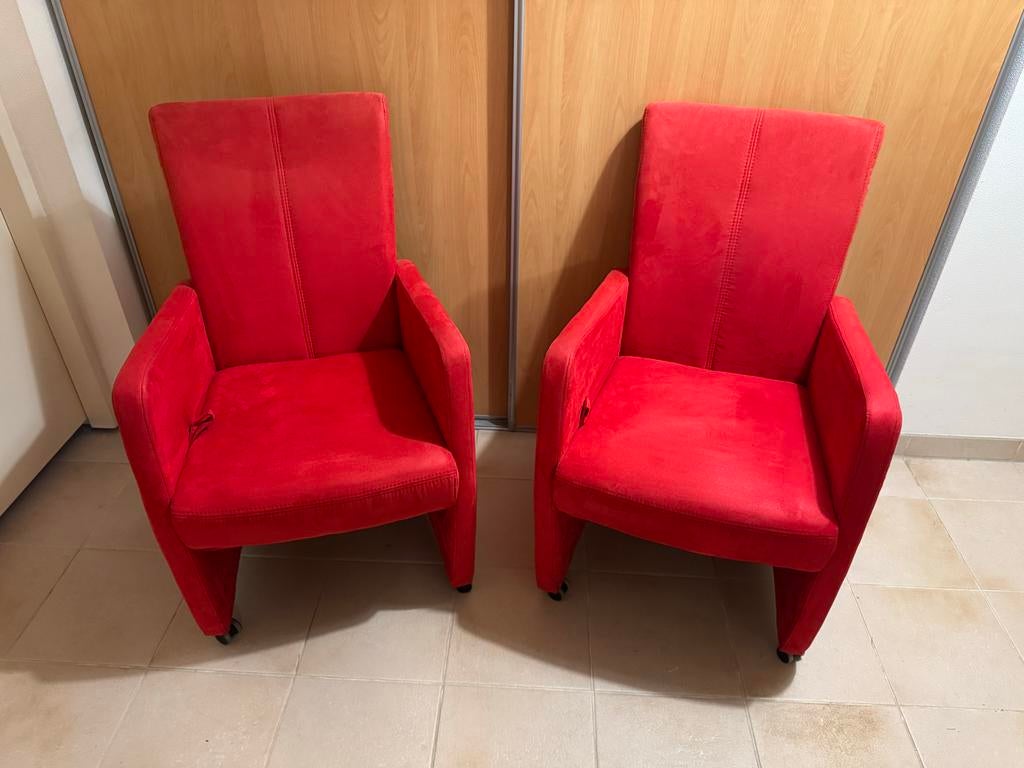 Rode stoelen, Huis en Inrichting, Stoelen, Ophalen, Gebruikt, Twee, Stof