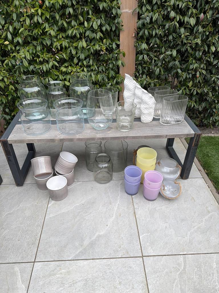 Verschillende glazen vazen en potten, Ophalen, Gebruikt, Overige kleuren, Glas