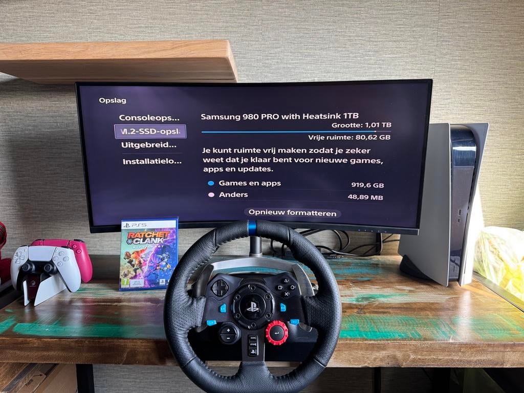 PS5 disk versie met 1 TB extra SSD Game monitor UltraWide 34, Spelcomputers en Games, Spelcomputers | Sony PlayStation 5, Ophalen