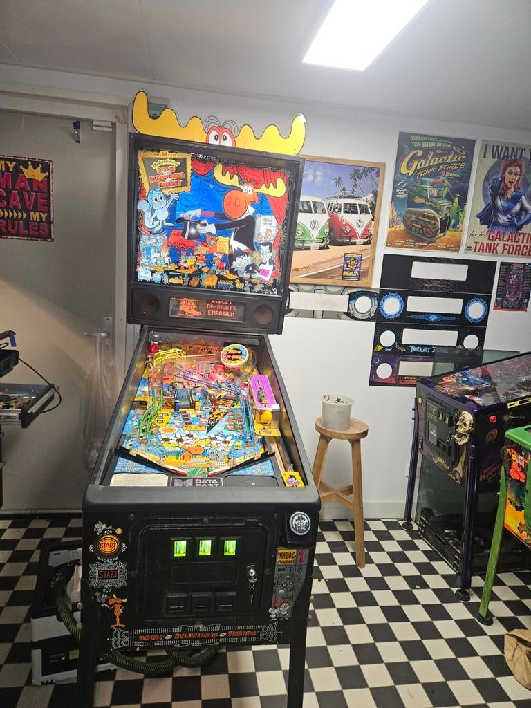 Rocky bullwinkle data east pinball flipperkast, Verzamelen, Ophalen, Gebruikt, Data East, Dot-matrix