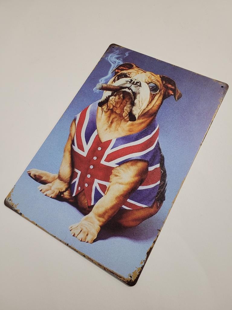 Bulldog Engels sigaar reclamebord van metaal wandbord deco, Info@deconoord.nl, Deco Noord, Nieuw, Ophalen of Verzenden