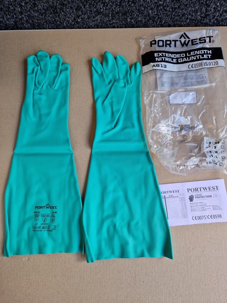 Gecertificeerd Portwest Nitril handschoenen chemisch gebruik, Nieuw, Ophalen of Verzenden, Overige merken, Rubber/elastomeren