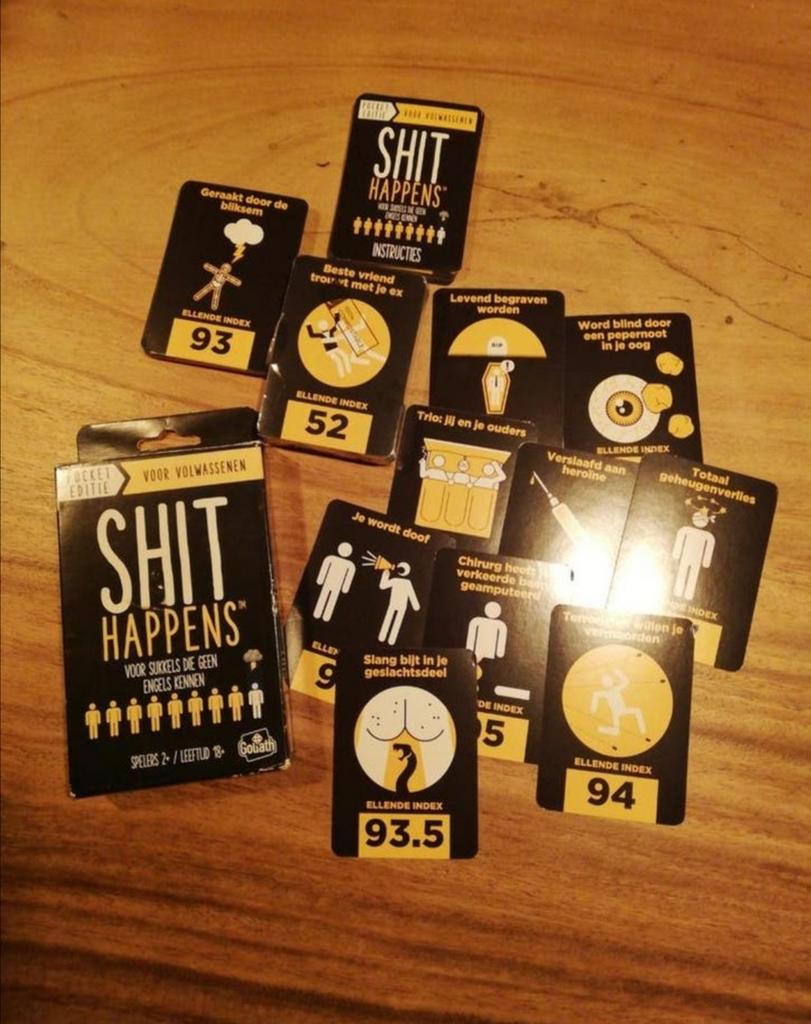 Shit happens, pocket editie kaartspel, Hobby en Vrije tijd, Gezelschapsspellen | Kaartspellen, Vijf spelers of meer, Ophalen of Verzenden