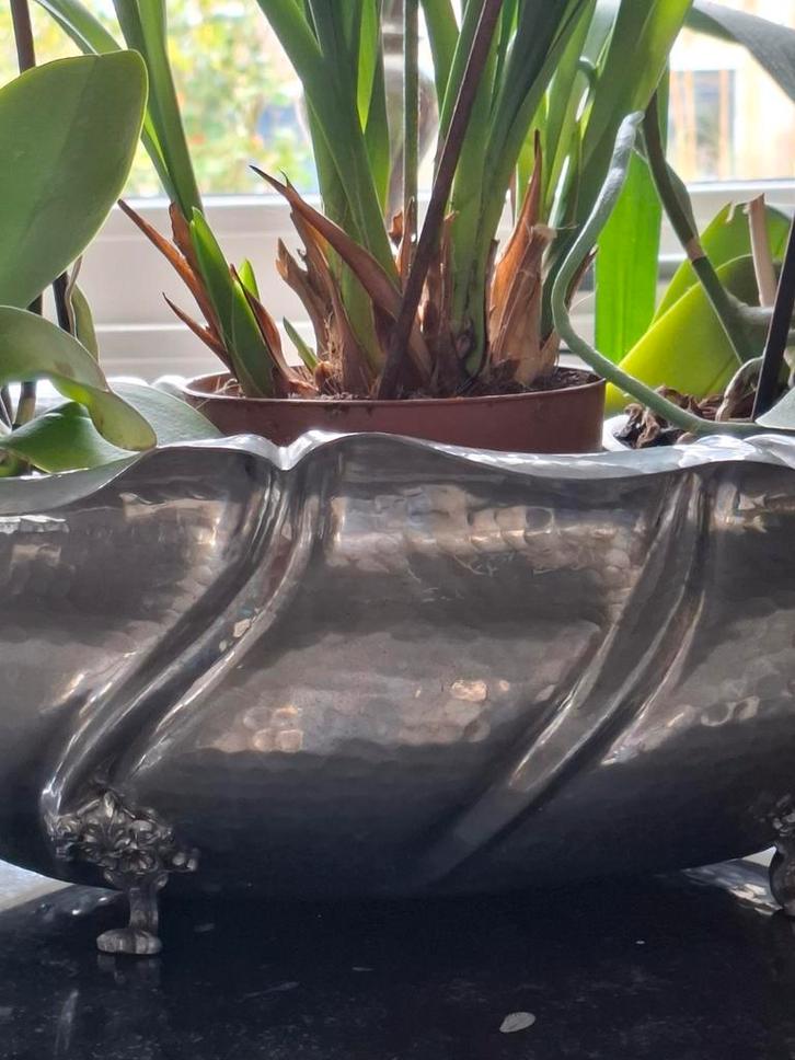 Prachtige Italiaanse schaal Peltro Tin gehamerd, Tuin en Terras, Vijvers, Ophalen of Verzenden