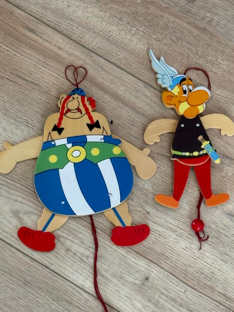 Vintage Houten Marionet Poppetjes - Asterix& Obelix, Kinderen en Baby's, Speelgoed | Houten speelgoed, Zo goed als nieuw, Overige typen