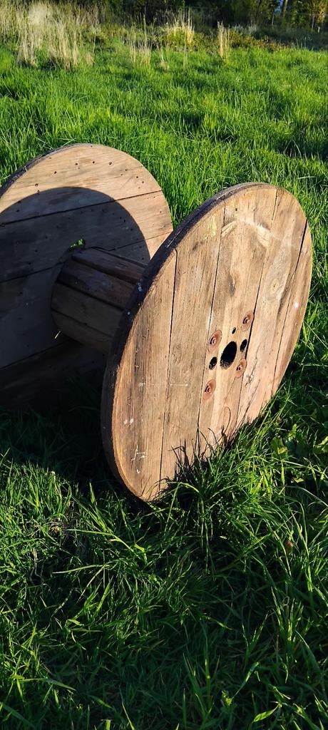 Houten kabelhaspel - 60 cm hoog, 90 cm breed, Huis en Inrichting, Ophalen, Gebruikt, 50 tot 75 cm, Rond