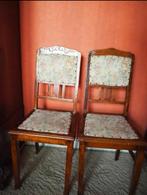2 houten eiken stoelen - met stof bekleed, Ophalen, Gebruikt, Twee, Bruin