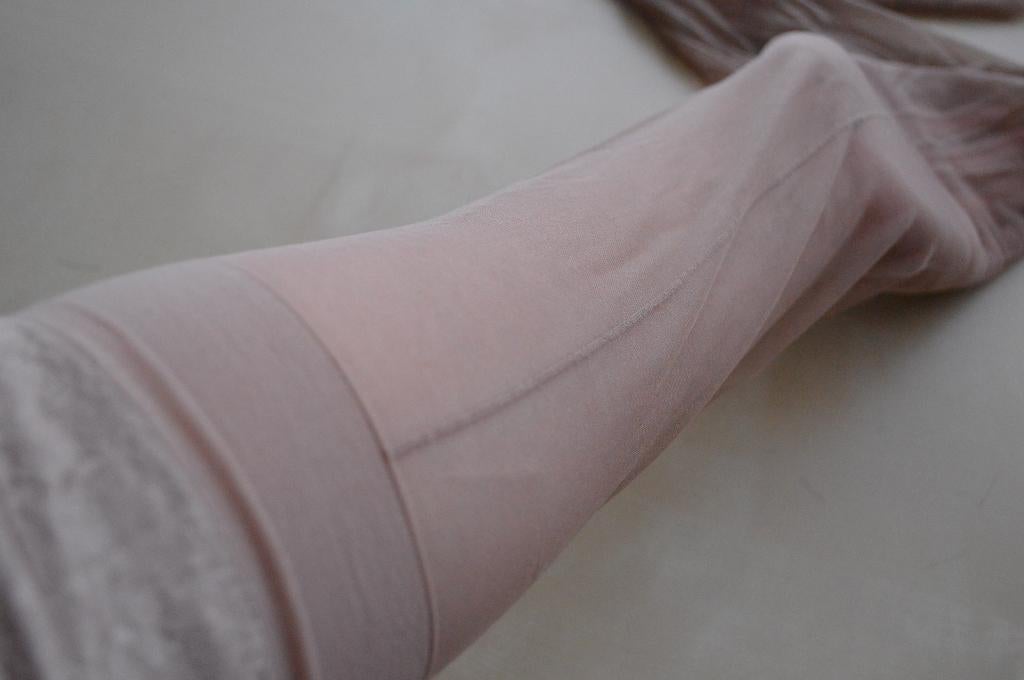 Nude kousen voor jarretels met naad, vintage look, Verzenden, Beige, Overige typen