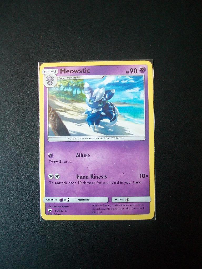 9865. Nieuwe Pokemon Kaart MEOWSTIC hp 90 (60/147), Verzenden, Nieuw, Losse kaart