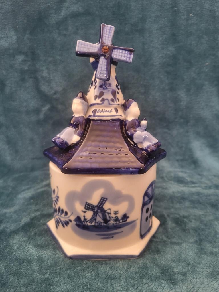 Delfts Blauw Windmolen Potje - 18 cm, Antiek en Kunst, Ophalen