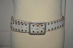 Cowboy's belt, witte robuuste riem met nagels, 95cm, Wit, Tailleriem, Ophalen of Verzenden, Zo goed als nieuw