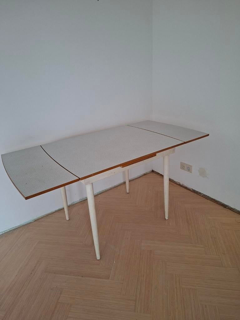 Formica uitschuifbare eettafel., Huis en Inrichting, Tafels | Eettafels, Ophalen, 60tiger/70tiger jaren, Gebruikt, 100 tot 150 cm