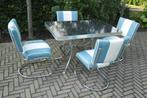 Bel Air 4 slede stoelen + diner tafel TO-36 fifties sixties, Ophalen, Blauw, Zo goed als nieuw, Vier