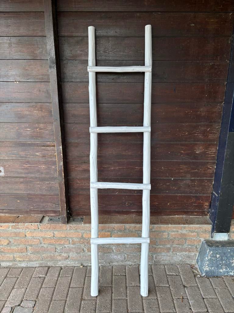 Decoratieve houten ladder - Wit, Ophalen, Hout, Gebruikt, Landelijk