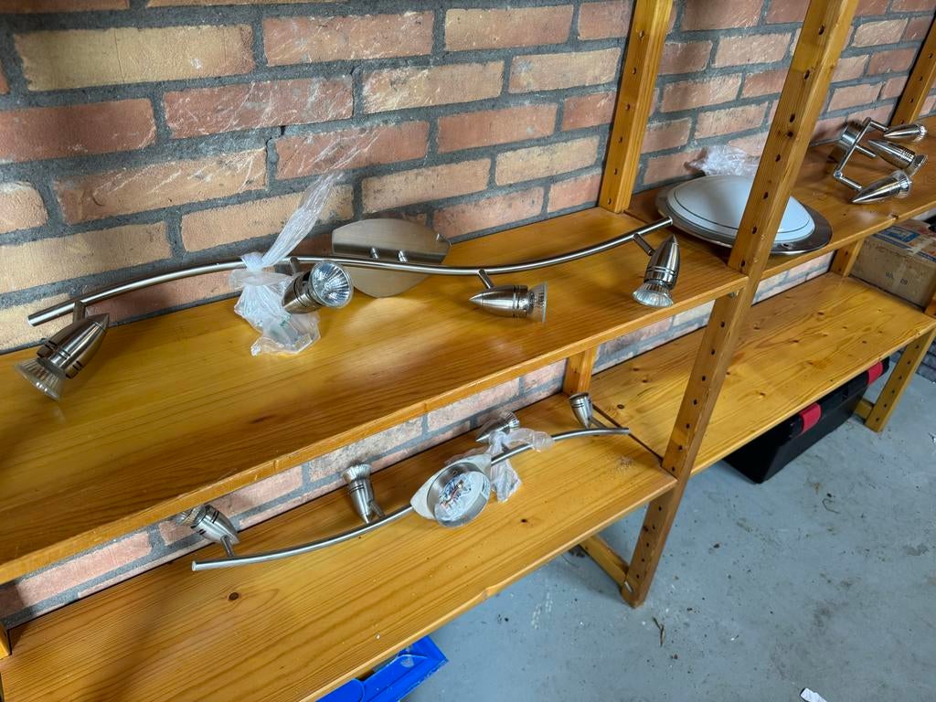 4 plafond- of wandspots., Halogeen, Gebruikt, Metaal of Aluminium, Ophalen of Verzenden