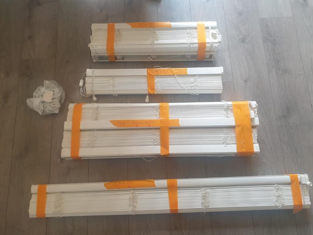 Witte jaloezieën veneta voor stacaravan, Ophalen, Gebruikt, Wit, 100 tot 150 cm