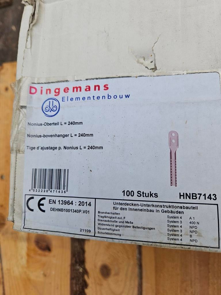 Dingemans Nonius-bovenhanger 240mm, Ophalen of Verzenden