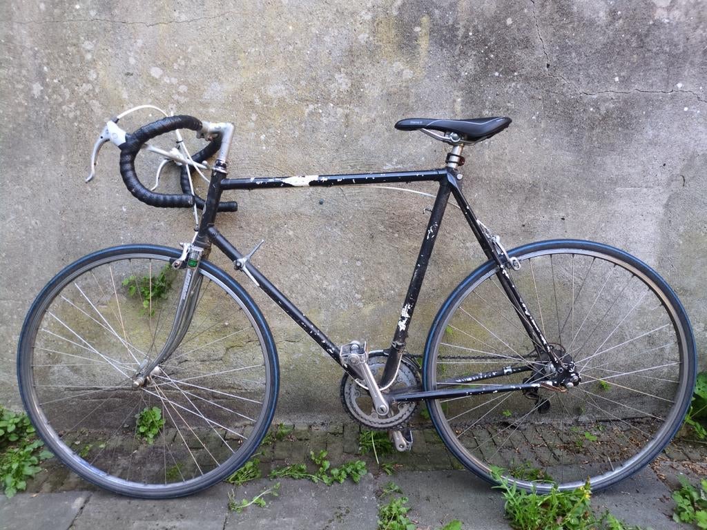 Vintage racefiets - Zwart, Gebruikt, Fietsen en Brommers, Fietsen | Racefietsen, Gebruikt, Staal, 53 tot 57 cm, Ophalen