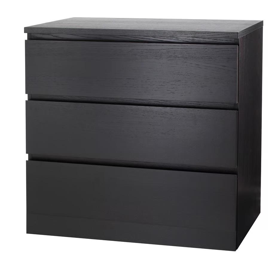 Ikea MALM, Ladekast, Huis en Inrichting, Kasten | Ladekasten, Ophalen, Gebruikt, Mate black wood, 50 tot 100 cm