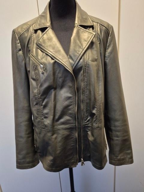 Leren jas dames groen maat 46, Maat 46/48 (XL) of groter, Ophalen of Verzenden, Zo goed als nieuw, Gerry weber
