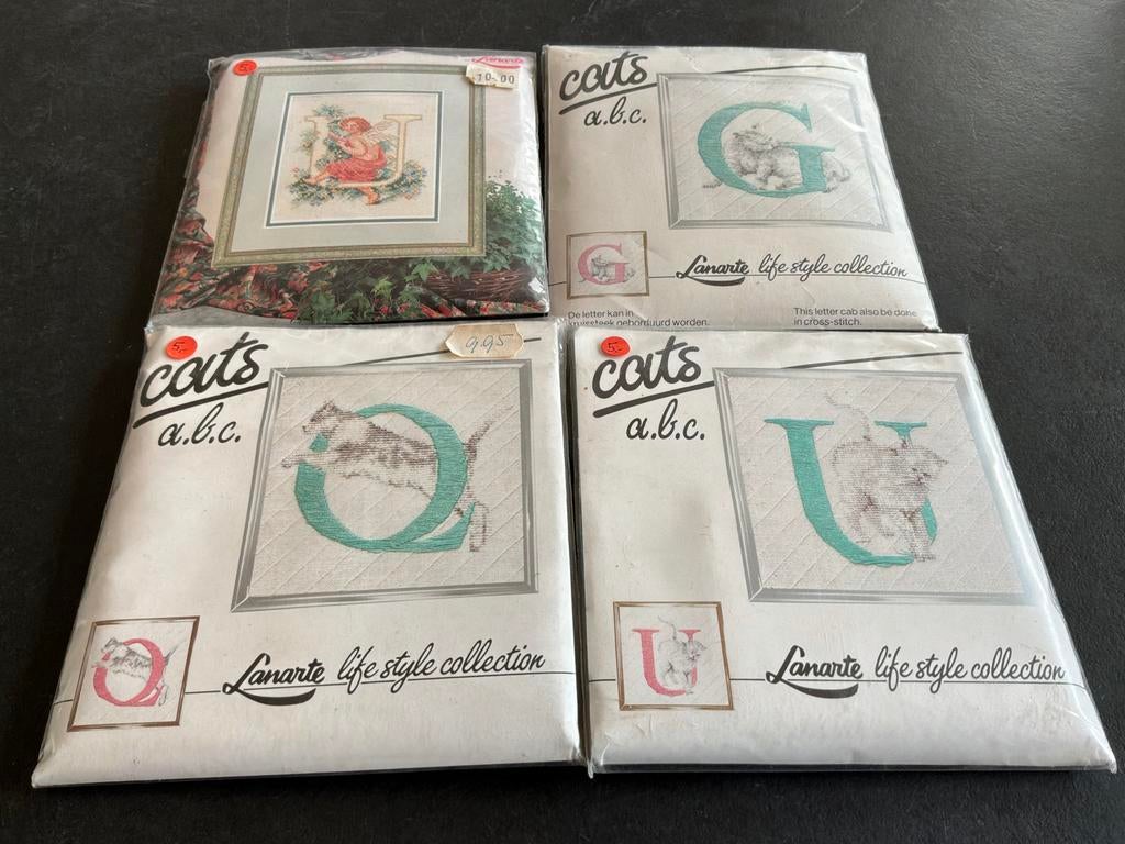 4 Nieuwe Borduurpakketten Kat en Kind, Hobby en Vrije tijd, Ophalen of Verzenden, Nieuw, Handborduren, Borduurpakket