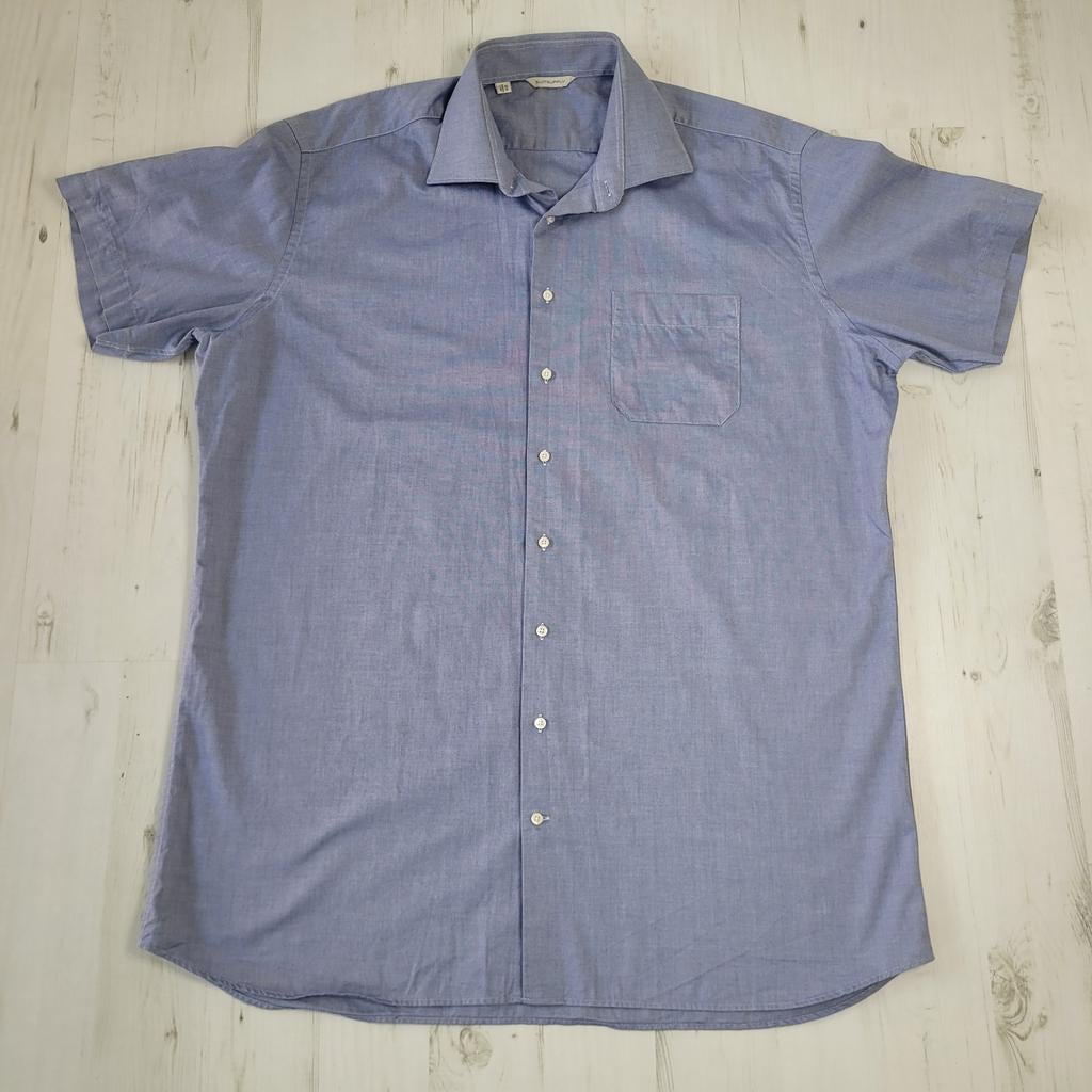 Suitsupply knit overhemd korte mouwen 46 / 18 XXL blauw, Kleding | Heren, Overhemden, Blauw, Ophalen of Verzenden, Zo goed als nieuw