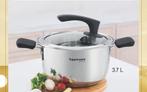 Tupperware Kookpan 3.7L - RVS met Glazen Deksel 4x, Kookpan of Snelkookpan, Inductieplaat, Nieuw, Ophalen of Verzenden