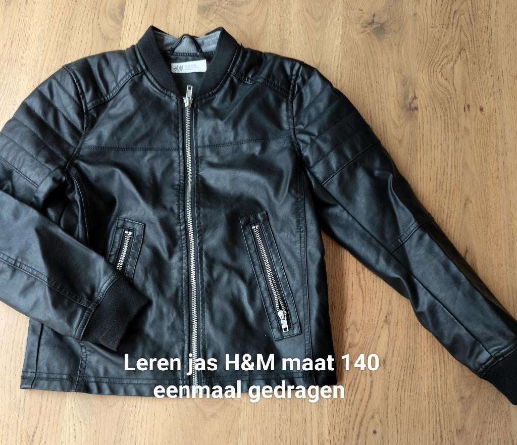 Leren jas H&M maat 140, Jongen of Meisje, H&M, Ophalen of Verzenden, Zo goed als nieuw