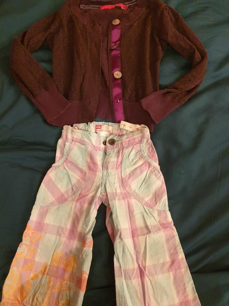 Bengh glitter vestje Diesel broek flair 110 116, Kinderen en Baby's, Ophalen of Verzenden, Gebruikt, Meisje, Broek