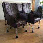 4 Montis Chaplin design stoelen modern bruin aubergine leer, Huis en Inrichting, Bruin, Leer, Ophalen of Verzenden, Nvt