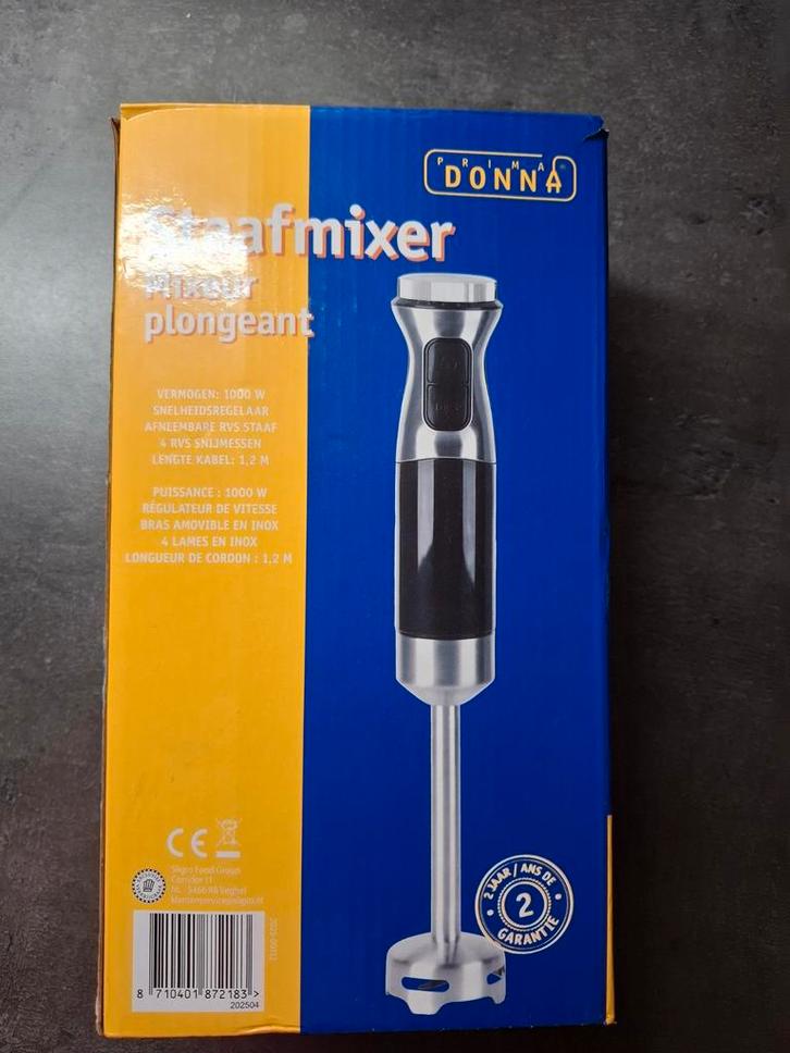 Prima Donna Staafmixer 1000W -  in doos, Witgoed en Apparatuur, Blenders, Zo goed als nieuw, Ophalen of Verzenden