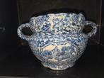 Blauw-witte bloempot met oren, Antiek en Kunst, Ophalen of Verzenden