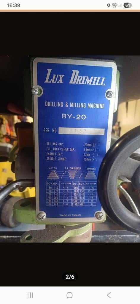 Lux Drimill Boor-/Freesmachine 380V met Automatische Voeding, Doe-het-zelf en Verbouw, Ophalen, Gebruikt, Lux Drimill, Overige soorten