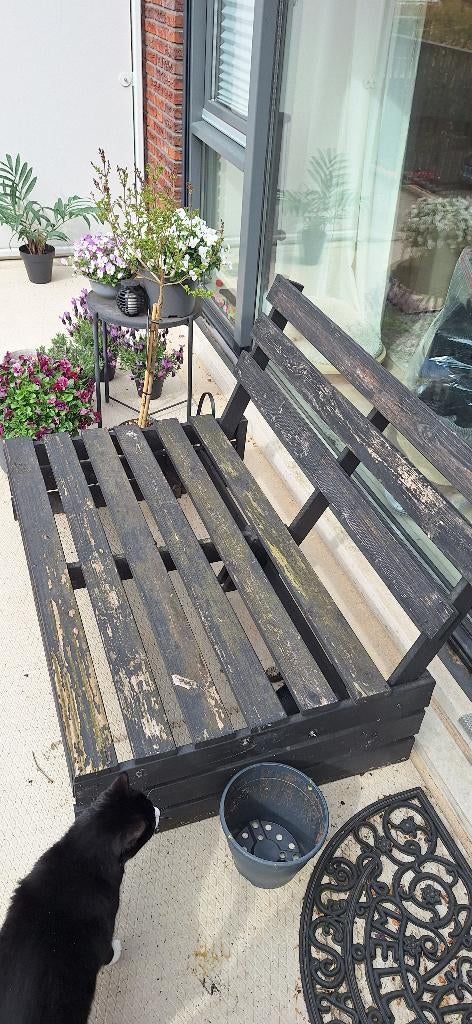 Palletbank incl kussens, Tuin en Terras, Tuinbanken, Ophalen, Gebruikt, Hout