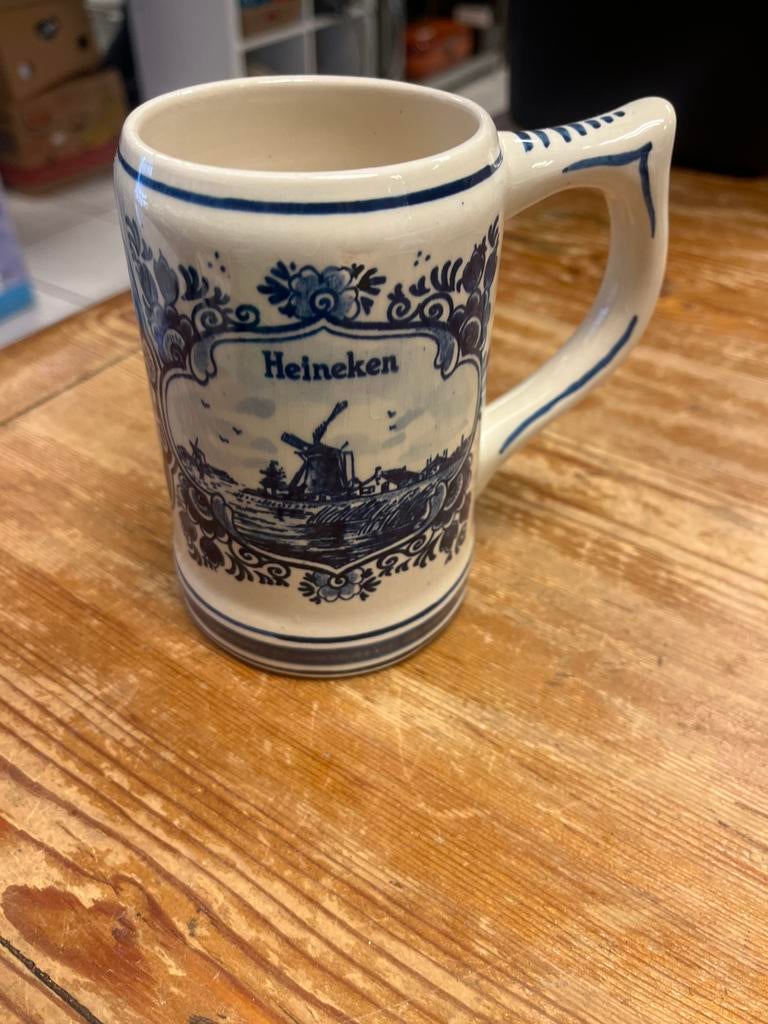 Heineken Delfts Blauw Bierpul - Handgeschilderd Holland, Ophalen of Verzenden