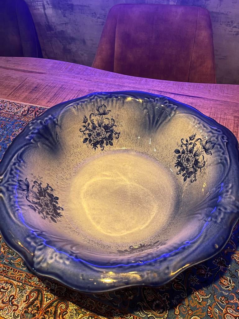 Antieke Delfts Blauwe Wasbak en Kan Set, Ophalen of Verzenden