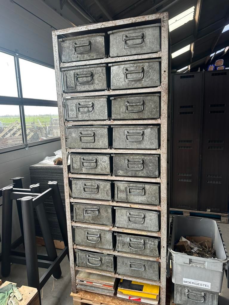 Industriële ladenkast stalen bakken, Ophalen, Gebruikt, 5 laden of meer, 200 cm of meer