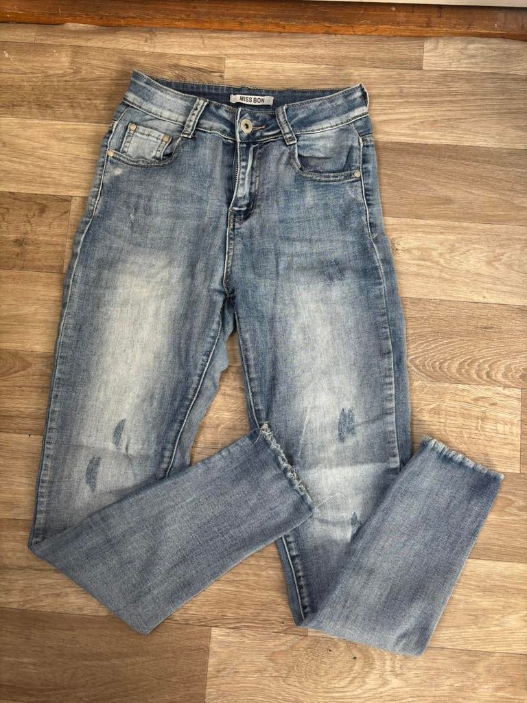 Spijkerbroek Miss Bon maat 34, Ophalen of Verzenden, Zo goed als nieuw, Blauw, W27 (confectie 34) of kleiner