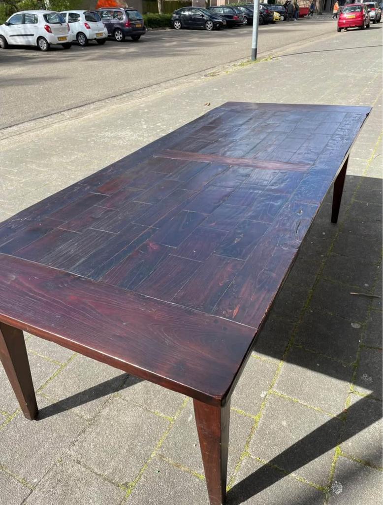 Massieve eikenhouten eettafel, Huis en Inrichting, Tafels | Eettafels, Eikenhout, 200 cm of meer, Zo goed als nieuw, Rechthoekig