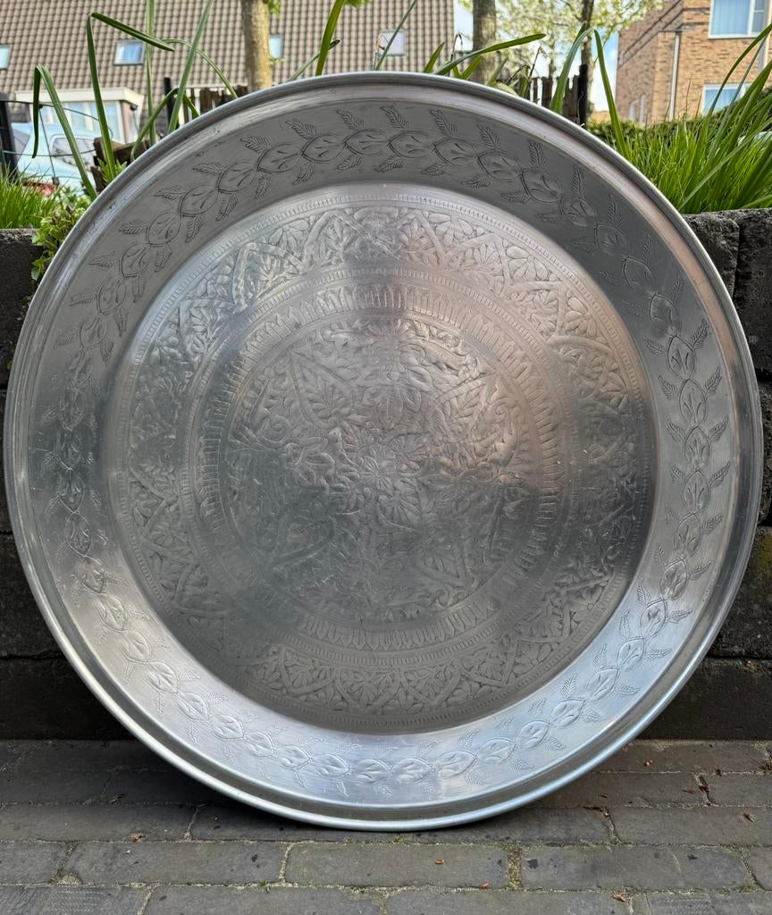 Grote zilveren schaal Lifestyle, Ø 67 cm, Boho / Ibiza stijl, Ophalen of Verzenden, Zo goed als nieuw, Rond, Metaal