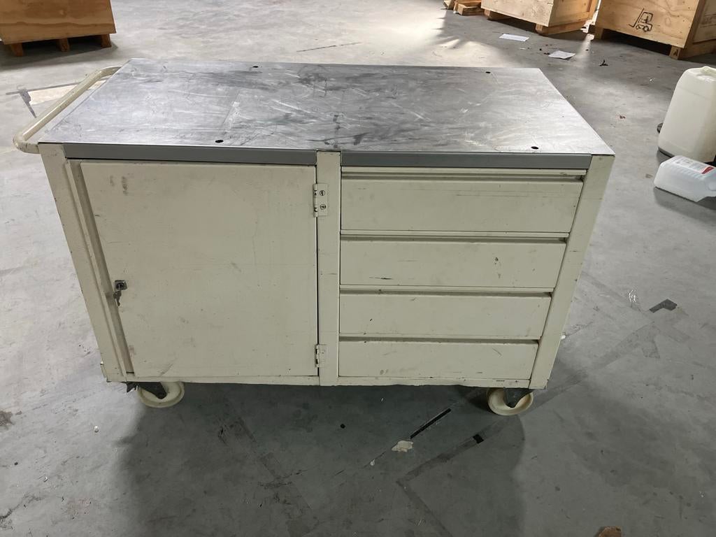 Verrijdbare Werkbank met Lades en Kast, Ophalen of Verzenden, Gebruikt, 120 tot 170 cm
