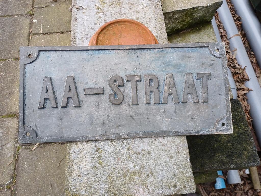 authentiek vintage antiek metalen straatnaambord, Ophalen