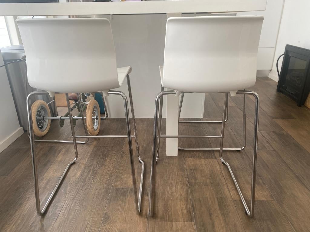 Design eetkamer stoelen / barkrukken, Huis en Inrichting, Stoelen, Ophalen, Gebruikt, Wit, Vijf, Zes of meer stoelen