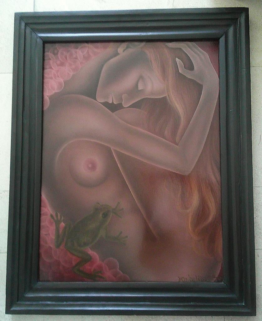 Surrealistisch - naakt met kikker - Katelijne v. Oudenaarde, Ophalen of Verzenden