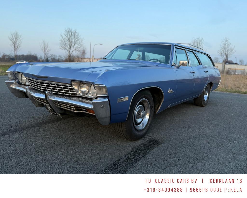 Chevrolet Caprice Estate Wagon Oldtimer 427 CI V8 1968, Auto's, Automaat, 385 pk, Chevrolet, Blauw